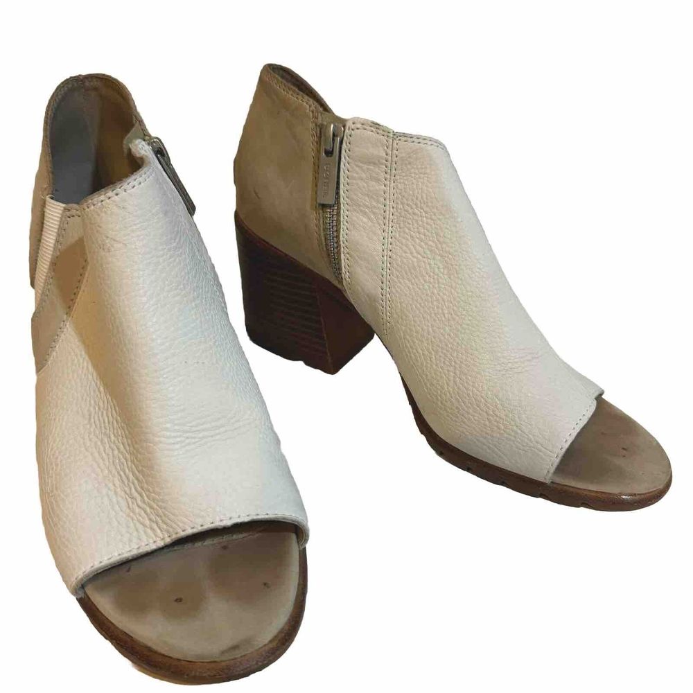 Sorel Nadia Women’s 9.5 White Tan Leather Ankle Open Toe Shoes